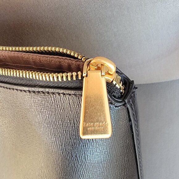 KATE SPADE Bleecker Black Saffiano Leather Large Zip Top Tote Bag - Picture 10 of 15